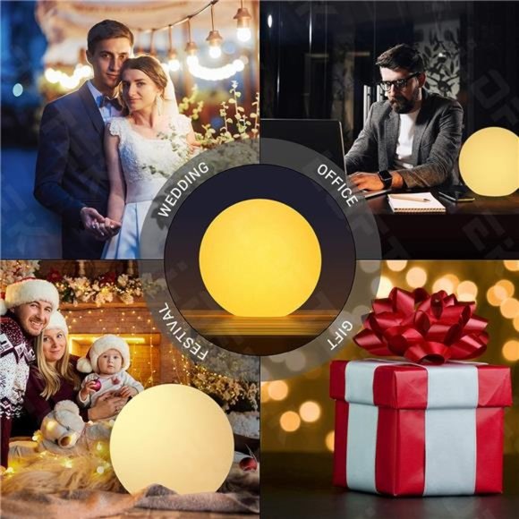 LED Light Ball: 6-inch Nursery Night Light with Remote and Press Control, 16 RGB - Picture 5 of 6